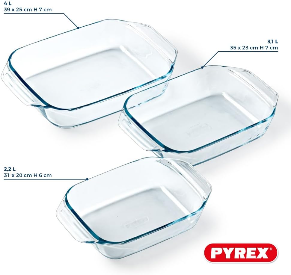pyrex py 277990 transp irresistible ovenschaal set van 3 stuks