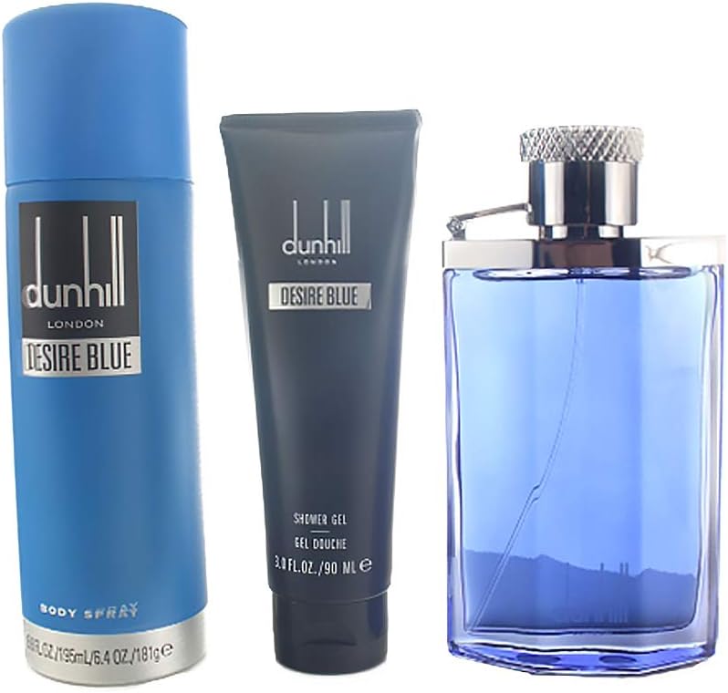 alfred dunhill desire blue 3pc gift set 3.4oz edt spray, 3oz shower gel, 6.oz body spray3 stück
