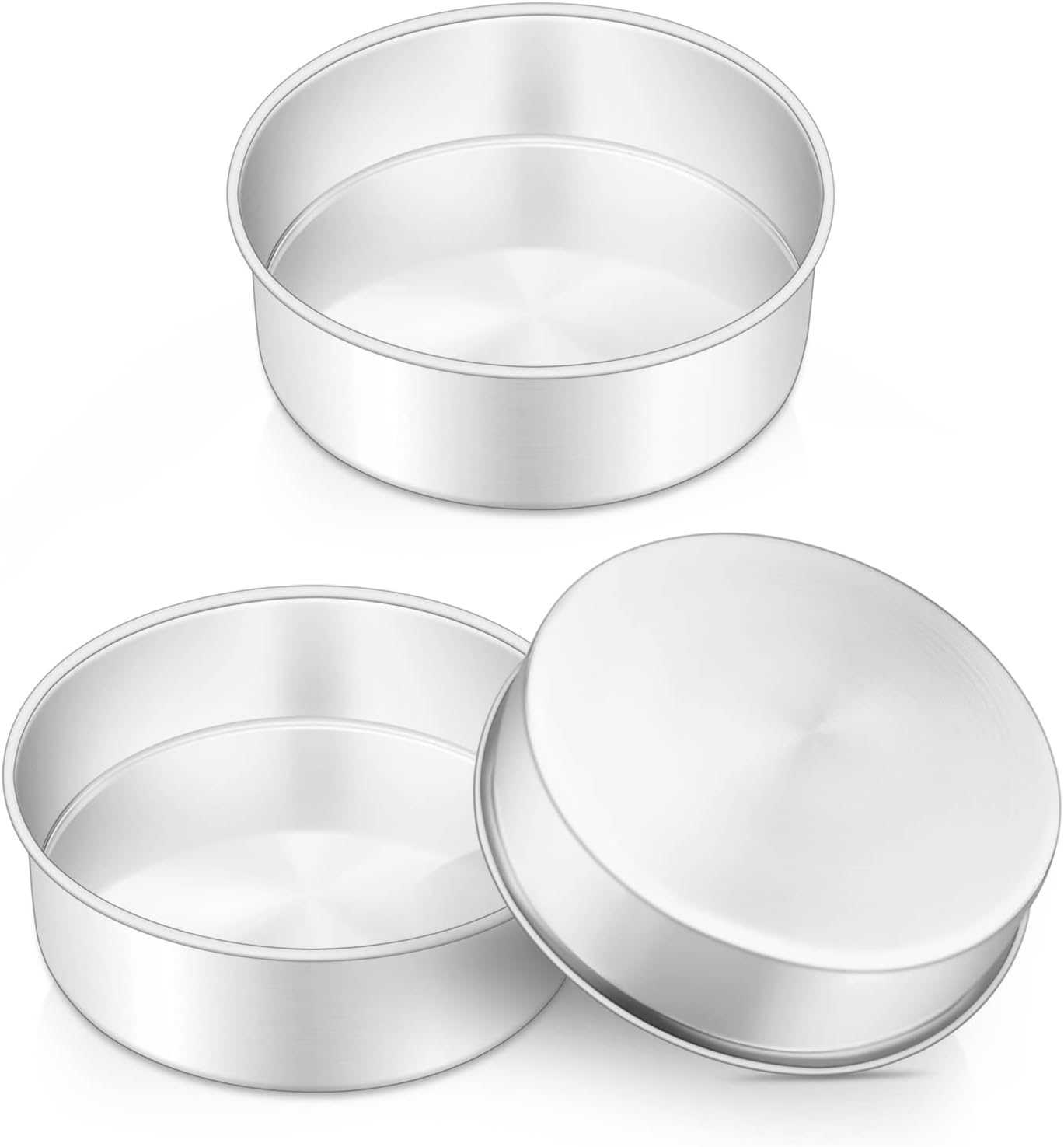onader cake tin, 6 inch round cake tins, 3pcs stainless steel cake pan tray for baking, bakeware set for birthday christmas wedding layer cakes, heavy duty & healthy, mirror finished & dishwasher safe