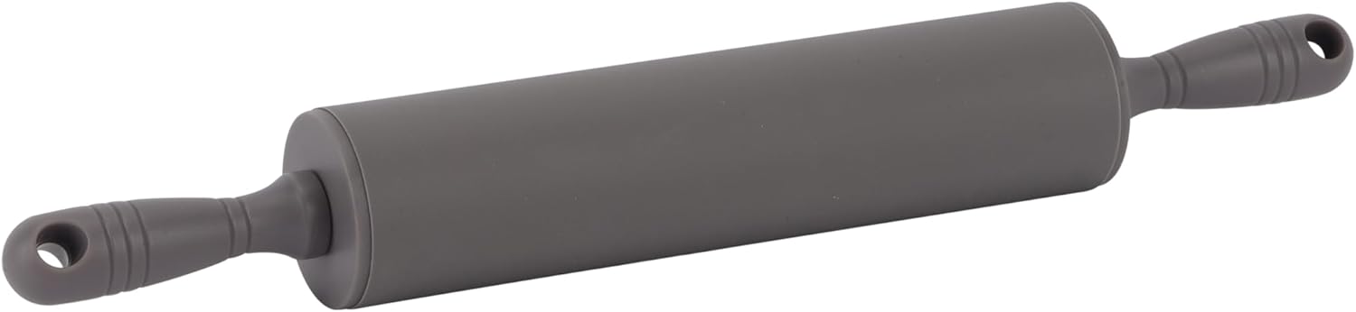 royalford rolling pin rf12317 non stick silicone with pp handle for flour dough, pastry roller baking tools 100% food grade dishwasher safe marks and stains resistant