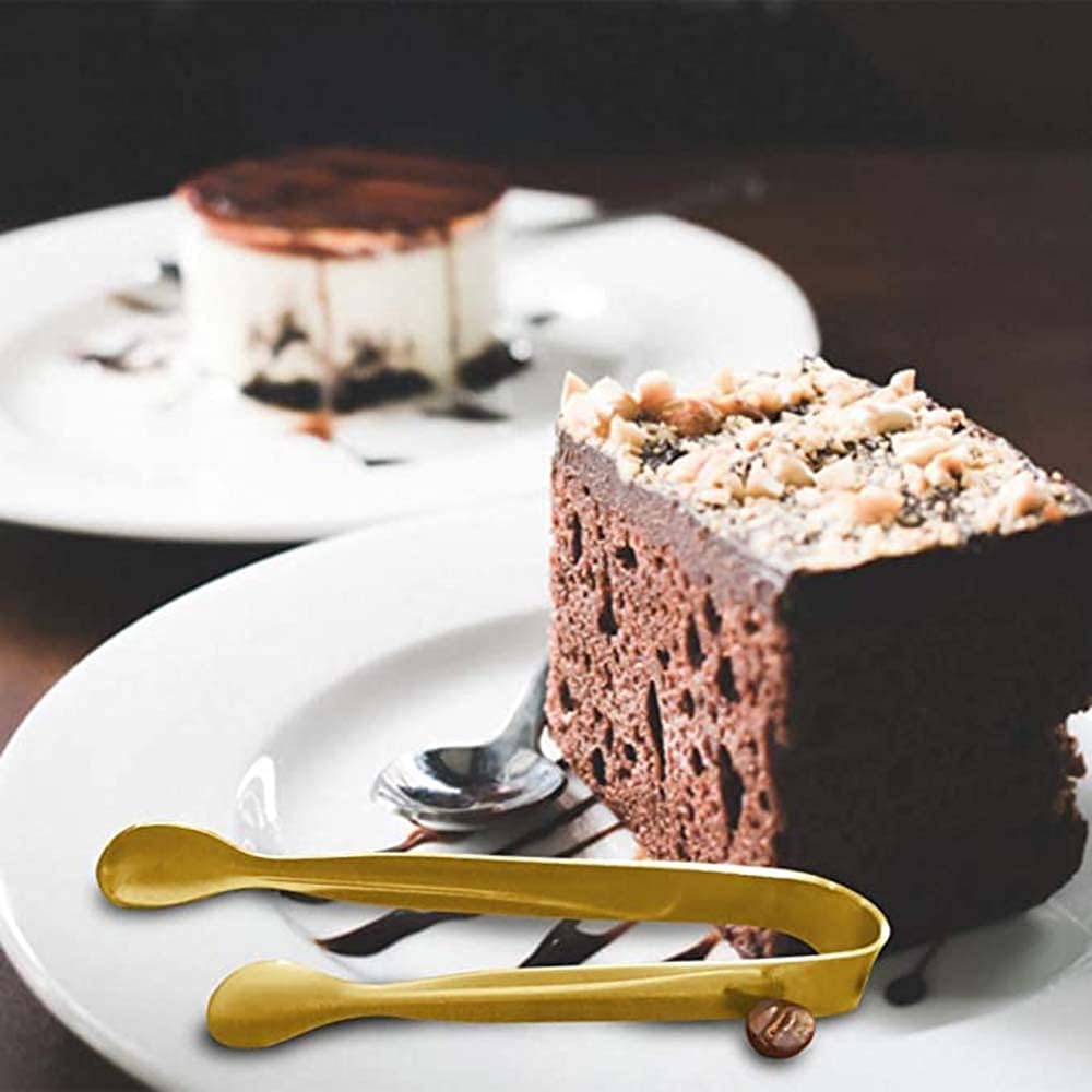 kastwave 10 piece stainless steel food tongs, rock candy tongs, stainless steel mini serving tongs, ice cube tongs, small square tea party coffee bar kitchen tongs (golden)