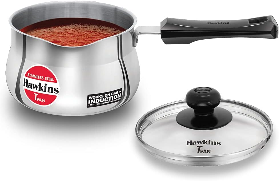 hawkins stainless steel tpan 1.5l with glass lid