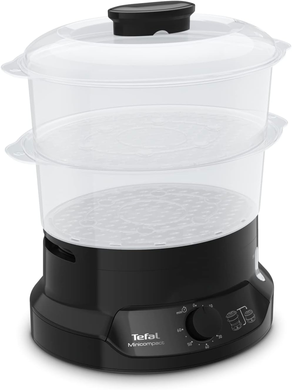 tefal steam cooker | minicompact black 6l steamer | easy to store | 2 years warranty | vc139865