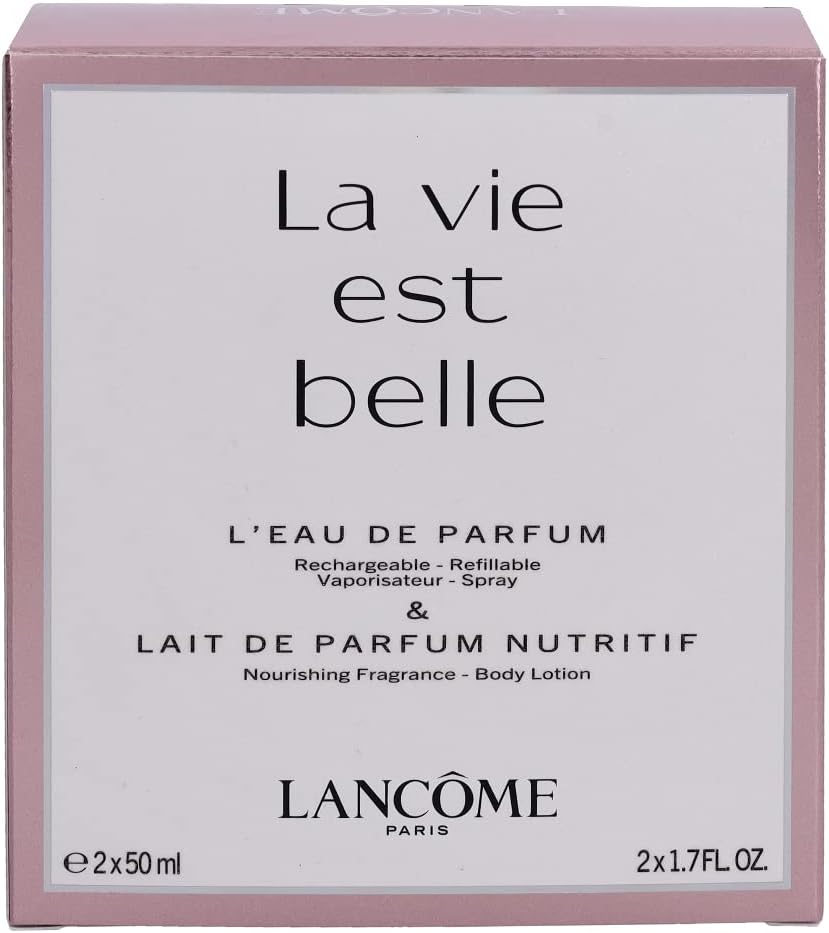 la vie est belle by lancome for women 2 pc gift set 1.7oz leau de parfum natural spray, 1.7oz body lotion