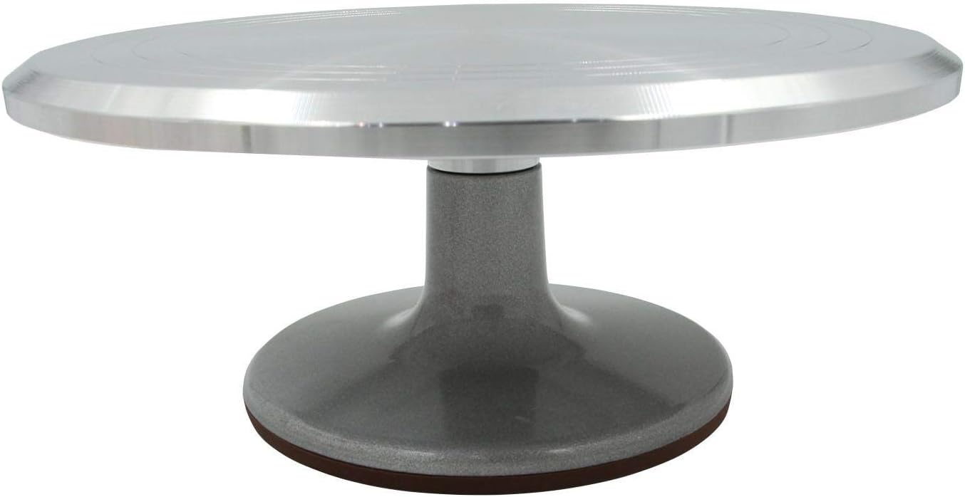 morlife cake stand aluminum revolving cake turntable 12'' rotating cake decorating stand with non slip rubber feet 12 inches x 5 inches high