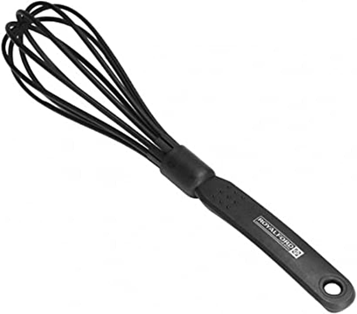 royalford nylon balloon whisk with handle egg frother, milk beater, kitchen utensil for blending whisking beating mixing whipping & stirring | portable with hanging loop