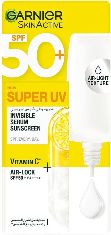 garnier skin active invisible serum sunscreen vitamin c spf50+ 30 ml.