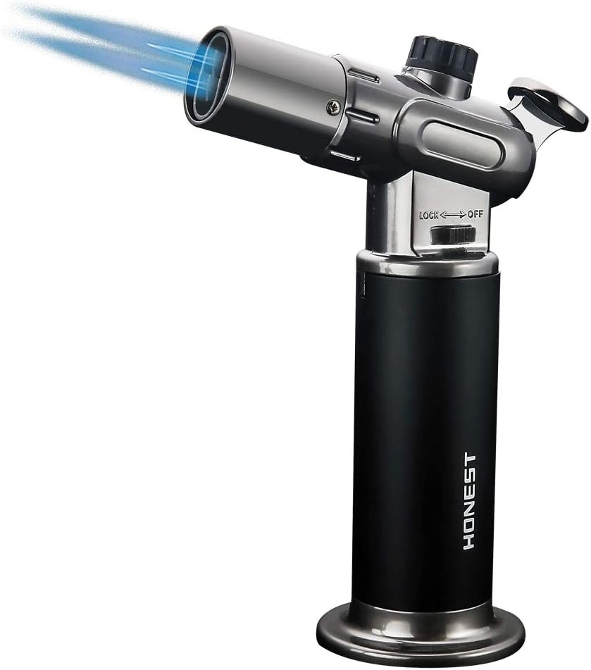 promise culinary torch, windproof lighter, butane torch, adjustable flame, cooking torch lighter, candle lighter, camping home use welding(black)