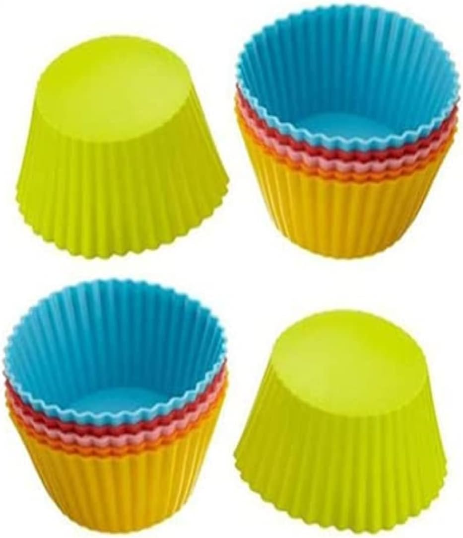 sky touch silicone cupcake liners 12pcs, baking cups non stick cake muffin chocolate cupcake liner baking cup mold, multicolor