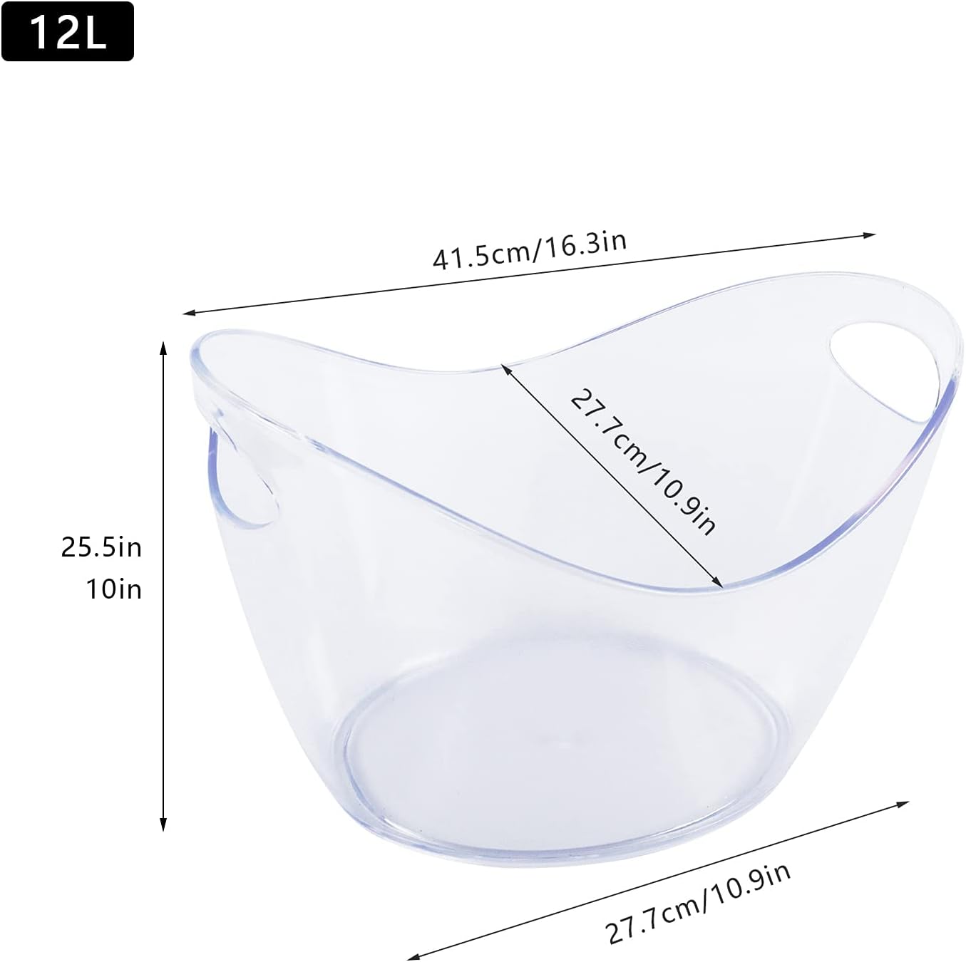 nwvuop 12l ice beverage tub large drink bucket clear acrylic ice bucket wine champagne bucket for parties barbecues picnics
