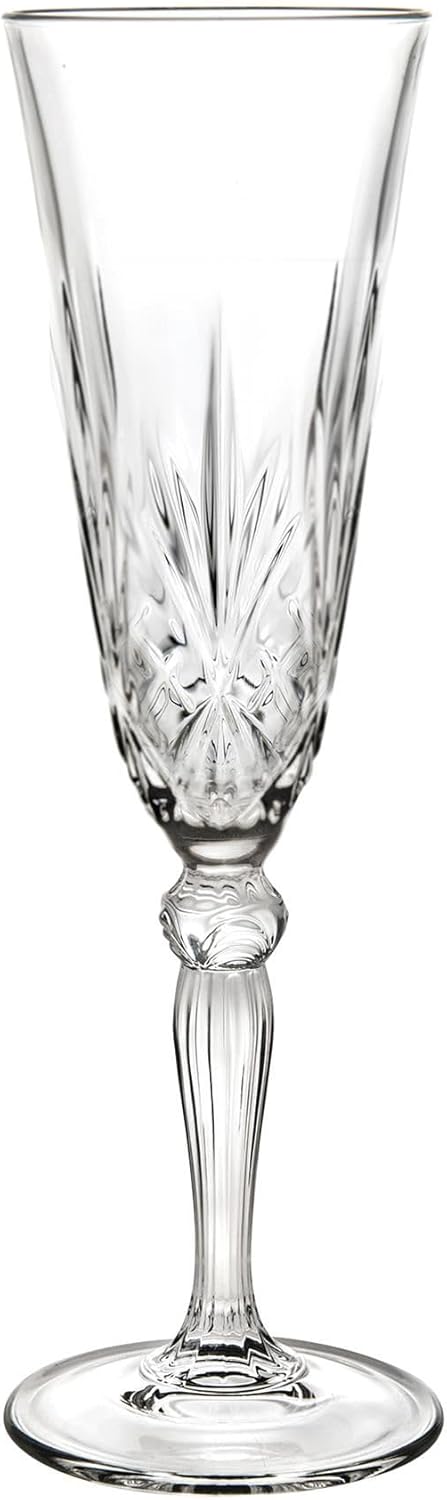 rcr 25600020006 melodia crystal champagne flutes glasses, 160 ml, set of 6 transparent