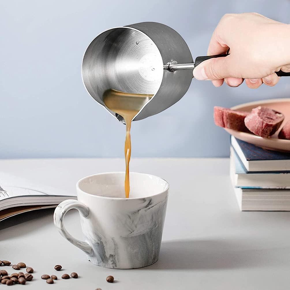 funito 600ml/20oz turkish coffee pot – 304 stainless steel coffee and butter warmer, premium milk warmer and milk pot with spout