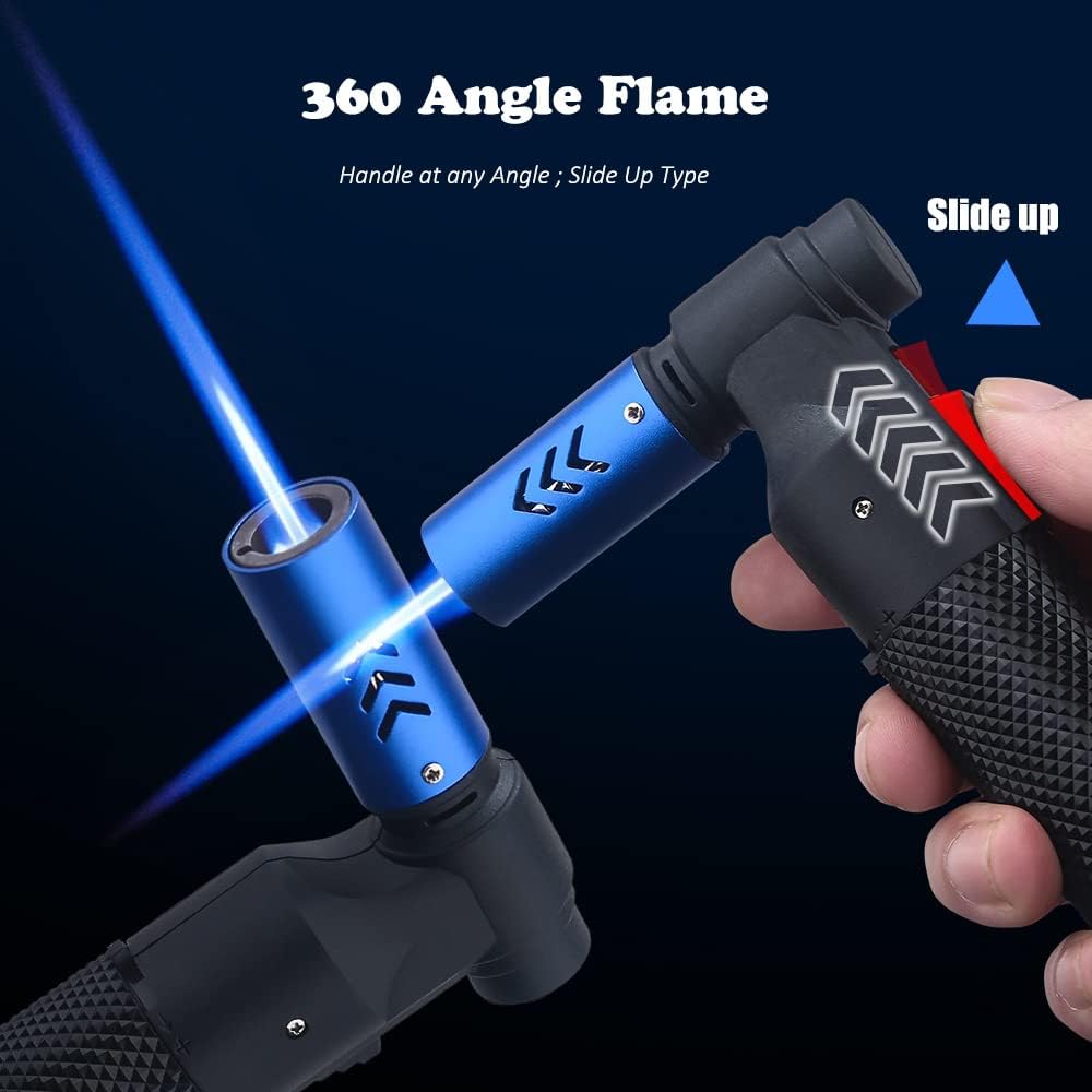 promise culinary torch windproof lighter butane refillable adjustable flame kitchen torch candle lighter camping home use welding (black)