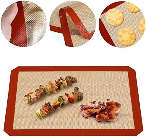 showay 2 pack silicone baking mat, non stick heat resistant premium silicone baking mat for cookies, pizzas, pretzels and more (16.5 inch x 11.6 inch)