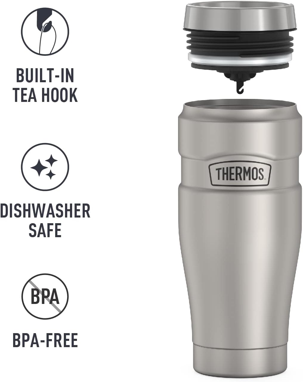 thermos stainless steel vacuum insulated steel tumbler 470 ml, sk1005ms, travel tumbler, insulated cup, tumbler with handle