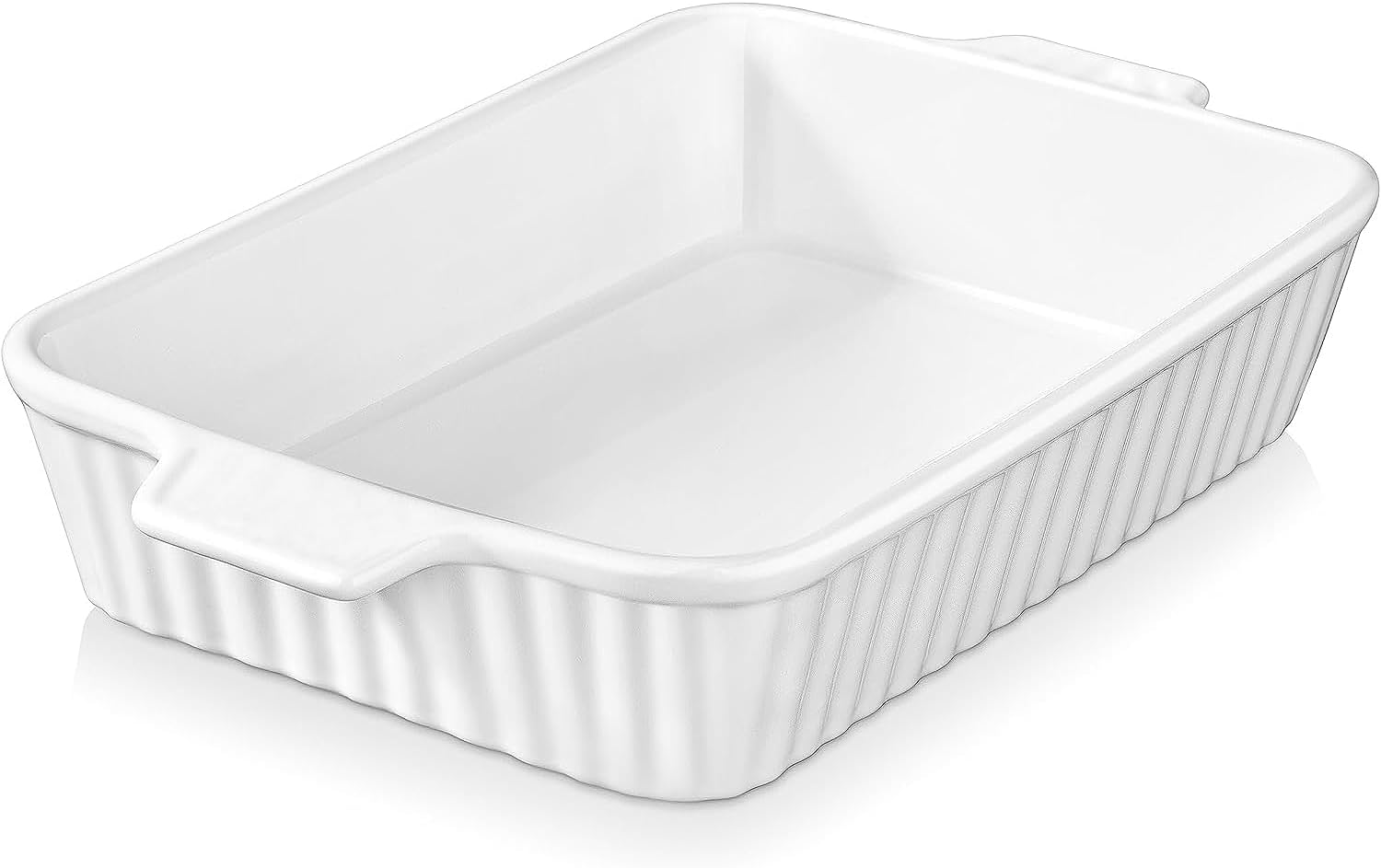 spnor casserole dish, 39 * 22 cm ceramic baking dish, large lasagna pan deep, casserole dishes for oven, 135 oz deep baking pan with handles, oven safe and durable bakeware for lasagna, roasts, white