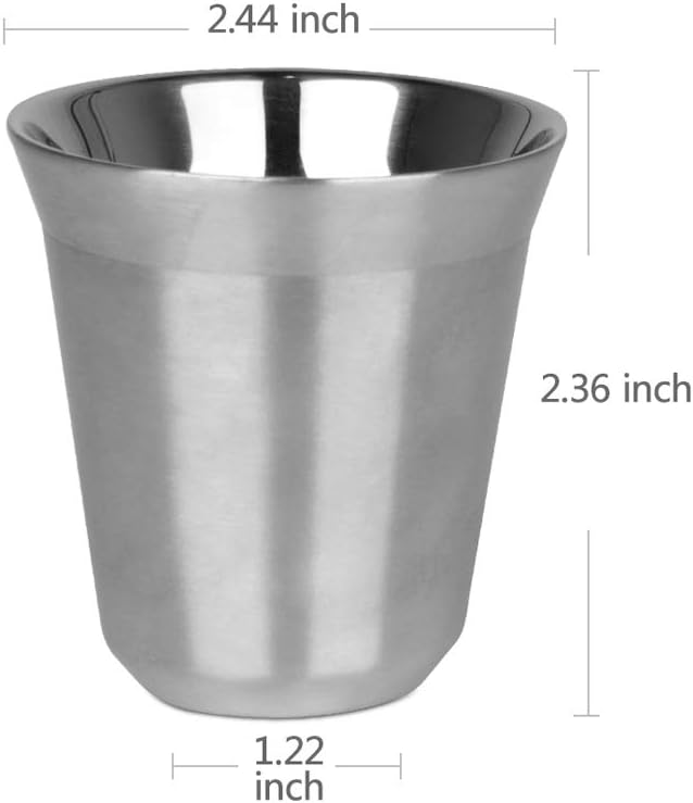 recaps 80ml stainless steel espresso cups set 2 pack double wall stainless steel espresso cup by 2.7oz