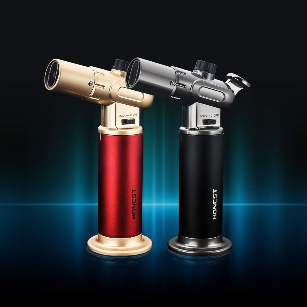 promise culinary torch, windproof lighter, butane torch, adjustable flame, cooking torch lighter, candle lighter, camping home use welding(black)