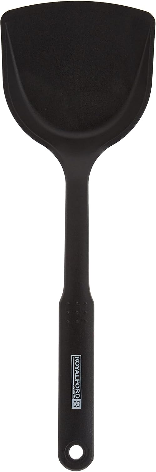 royalford nylon spatula – ultra stylish heat resistant turner/fish slice with long handle – ideal flipper spatula for flipping lifting serving eggs omelette pancakes fish burgers | 1 year warranty