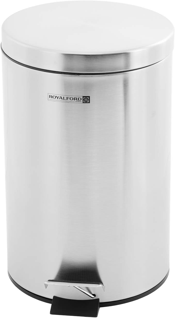 royalford trash bins, stainless steel, silver