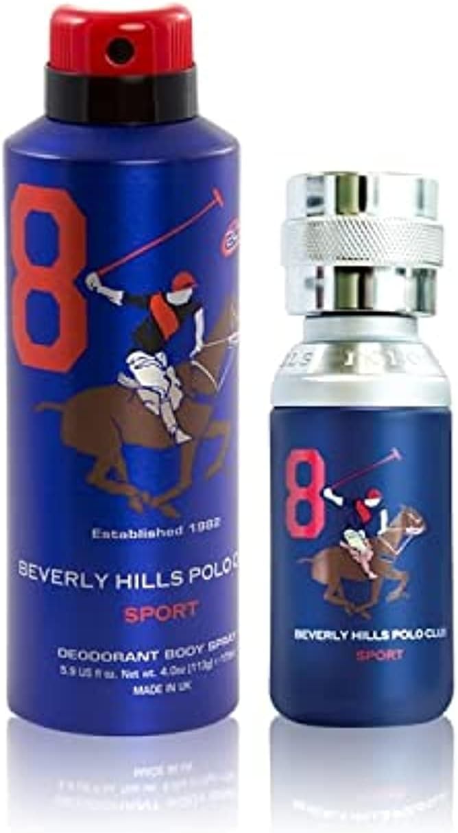 beverly hills polo club sport no.8, gift set for men eau de toilette 50ml + sport deodorant 175ml