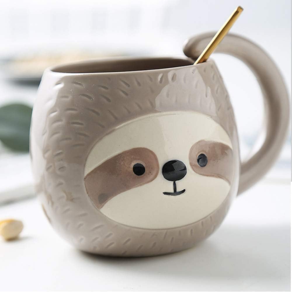 yalucky sloth novelty coffee mug cute travel tea cup cartoon 3d ceramic glasses for lazy lovers funny gifts for women men 330ml