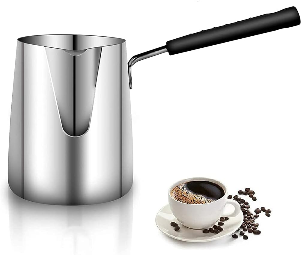 funito 600ml/20oz turkish coffee pot – 304 stainless steel coffee and butter warmer, premium milk warmer and milk pot with spout