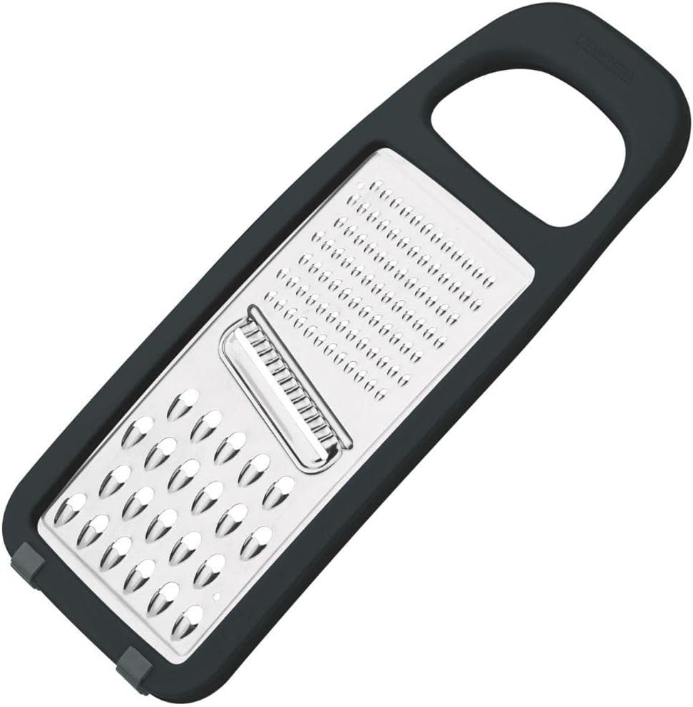 tramontina utilita universal grater with stainless steel blade and abs handle with black rubber holder