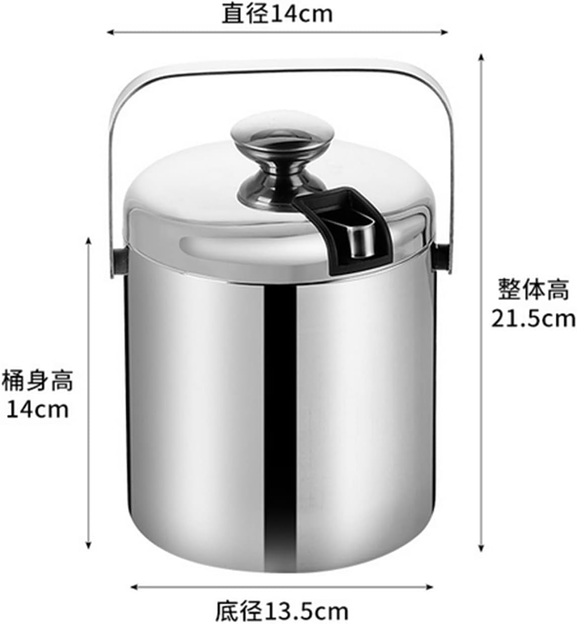 skeido stainless steel ice bucket ice cube container double walled 1.3 liter ice container with tongs and lid ice container