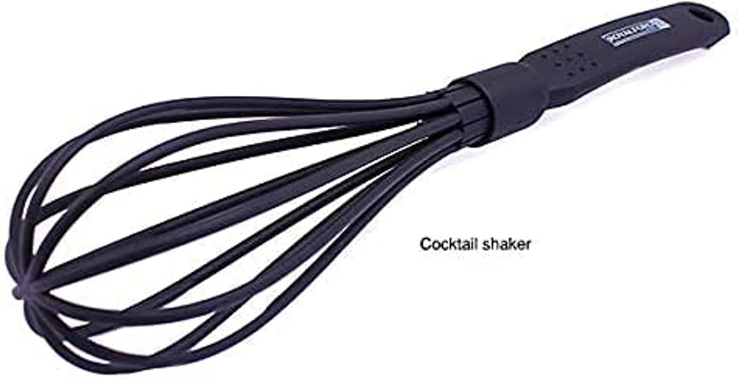 royalford nylon balloon whisk with handle egg frother, milk beater, kitchen utensil for blending whisking beating mixing whipping & stirring | portable with hanging loop