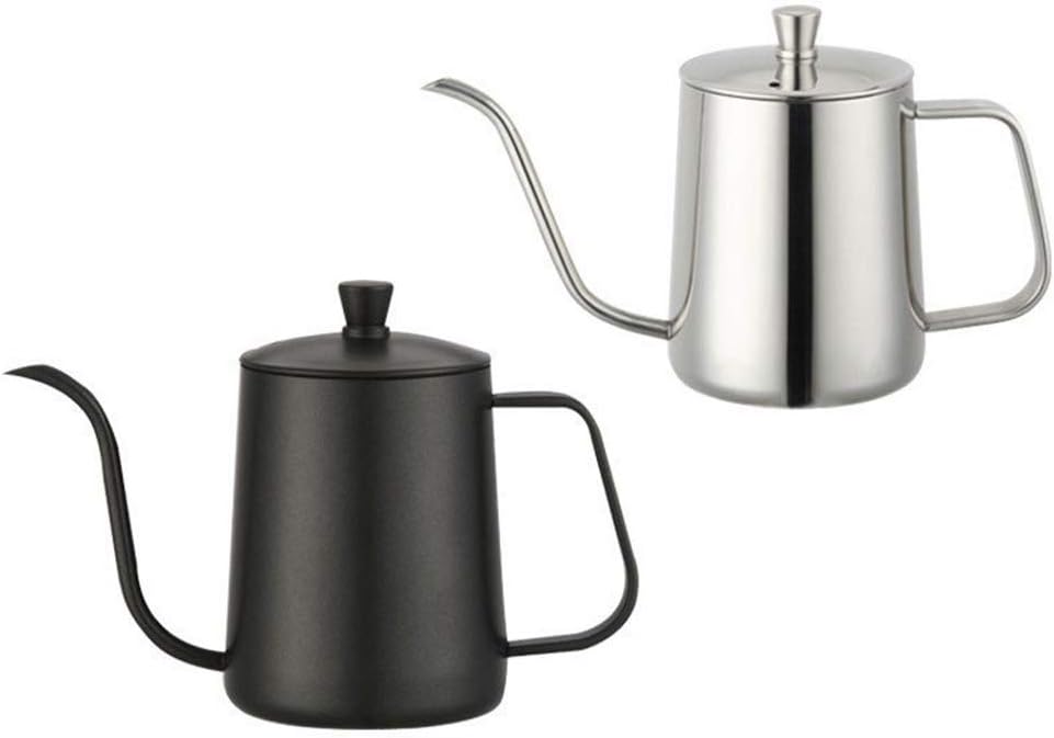 kmjungu 600ml pour over kettle coffee maker stainless steel gooseneck drip tea pot jug coffee server for home brewing, camping and traveling black 600ml