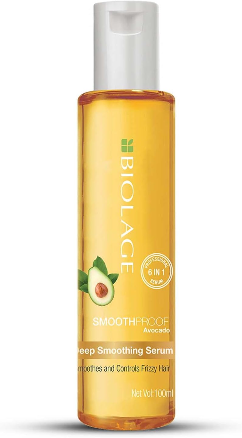 biolage smoothproof deep smoothing 6 in 1 serum | paraben free|controls frizz, smoothens rough ends and adds instant shine| for frizzy hair | 100ml