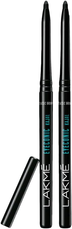lakme eyeconic kajal, twin pack, 0.35g + 0.35 gm