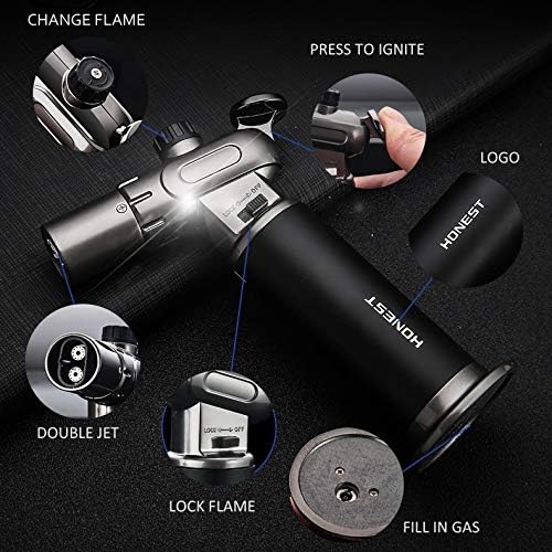 promise culinary torch, windproof lighter, butane torch, adjustable flame, cooking torch lighter, candle lighter, camping home use welding(black)