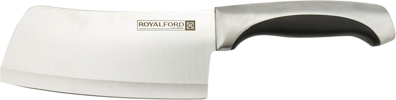 royalford 6" cleaver knife razor sharp meat cleaver stainless steel vegetable kitchen knife, multipurpose chef knife for home and kitchen with ergonomic handle