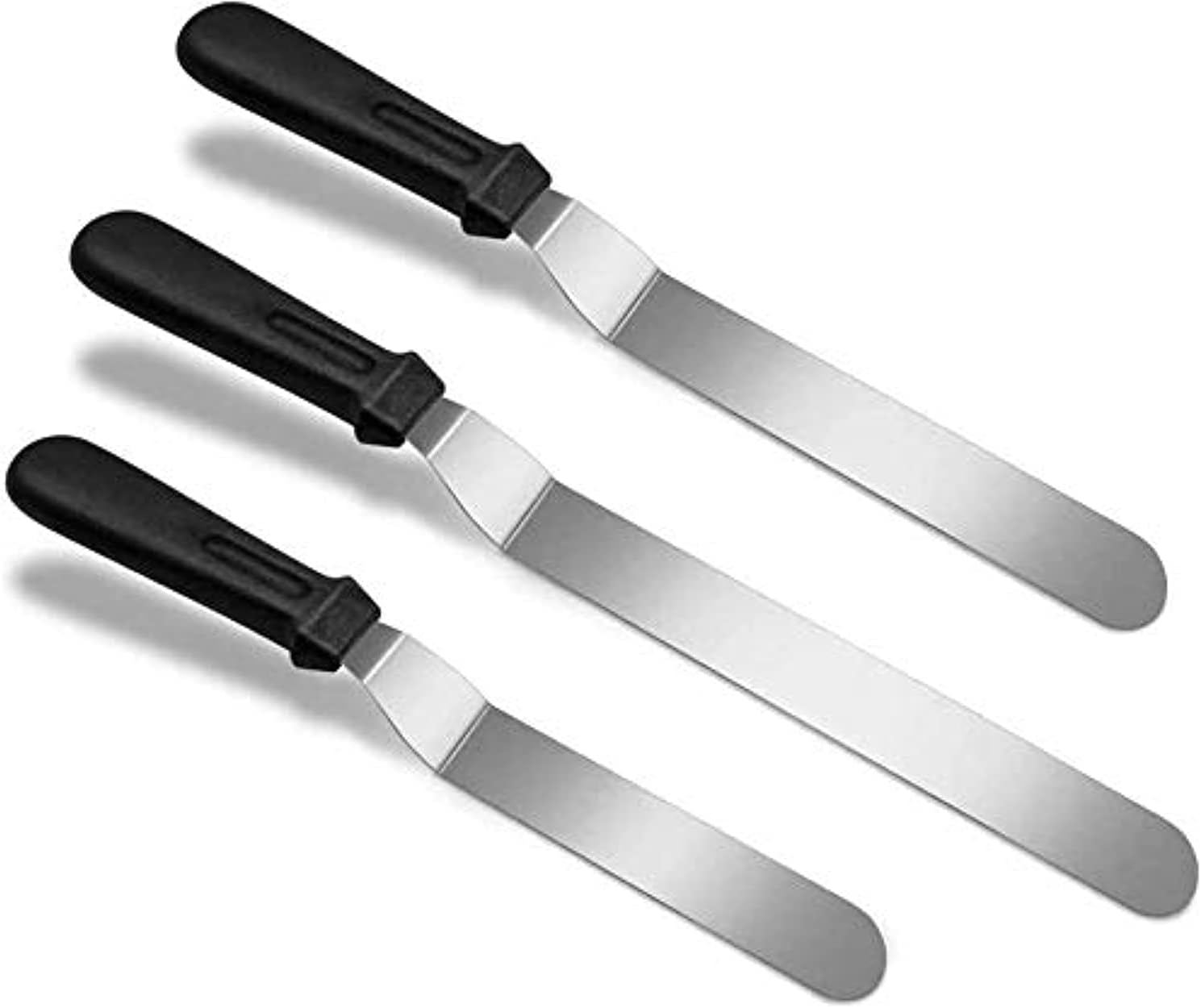 palette knife for baking,palette icing knife angled spatula set of 3 stainless steel icing tools for baking, cake decorating, smoothing icing and cooking, frosting pastries, cupcake
