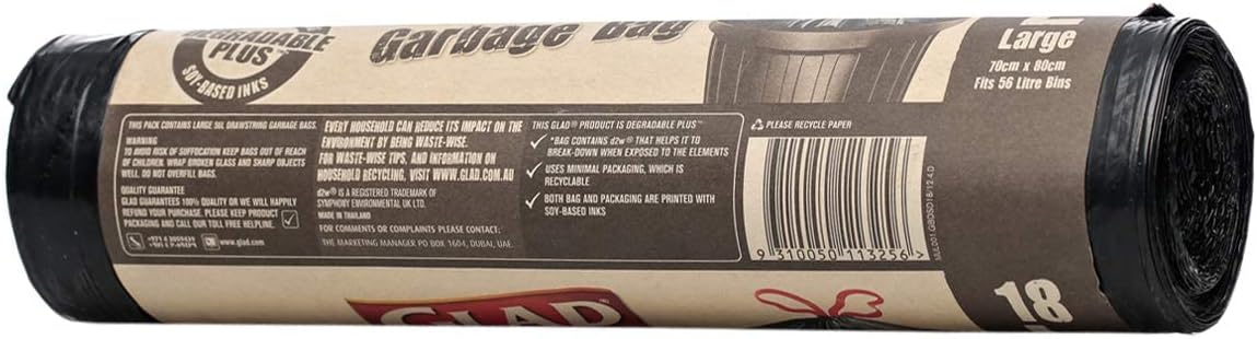 glad kitchen tidy degradable plus large bags size 70 x 80cm 18pcs