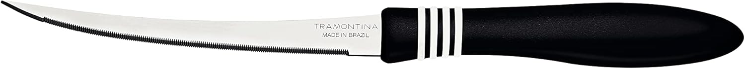 tramontina cor&cor 2 pieces tomato knife set with stainless steel blade and black polypropylene handle