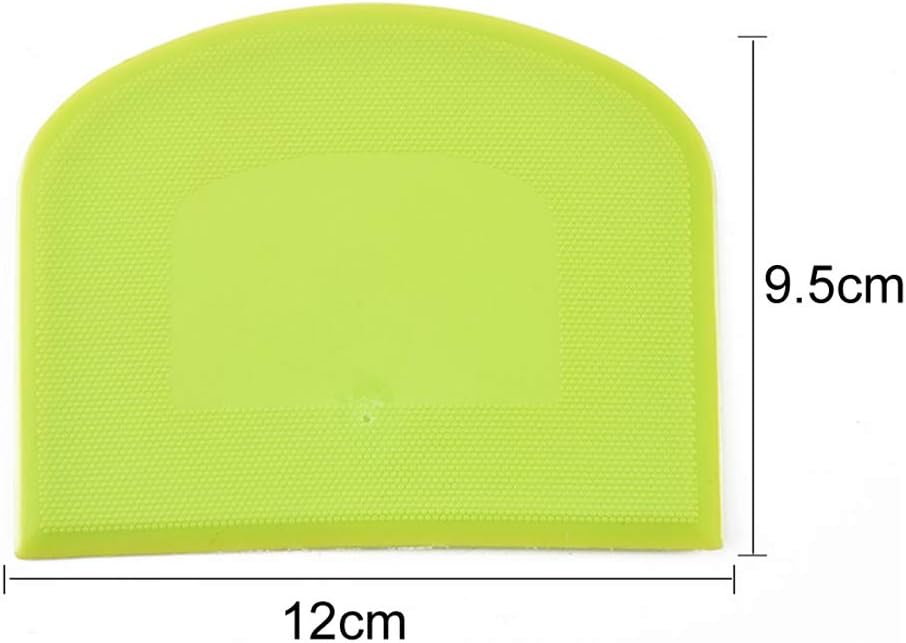 lasenersm 2 pieces dough scraper bowl food safe plastic dough cutter flexible bench multipurpose food scrappers for bread dough cake fondant icing, white, green
