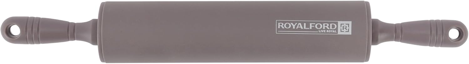 royalford rolling pin rf12317 non stick silicone with pp handle for flour dough, pastry roller baking tools 100% food grade dishwasher safe marks and stains resistant