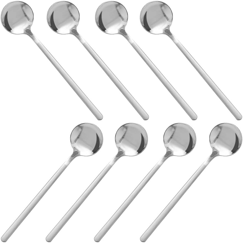 findtop pack of 8, stainless steel espresso spoons, findtop mini teaspoons set for coffee british tea dessert cake ice cream cappuccino, 5.3 inch