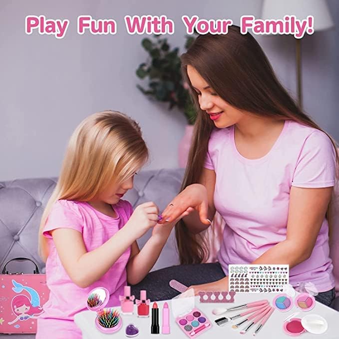 ledin kids children's makeup set,girls makeup kit for girls princess make up box nontoxic cosmetics kit toys pretend play makeup beauty toys gift birthday gift (style d)