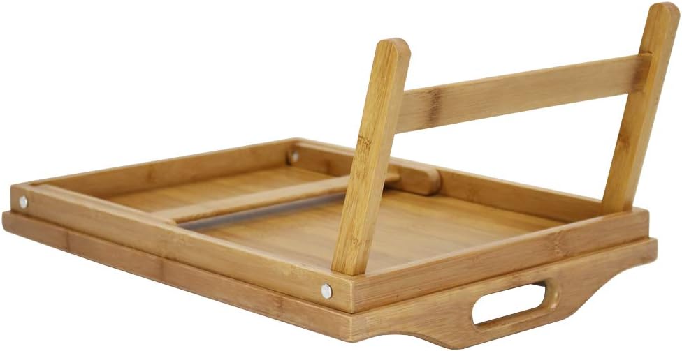 kktoner bamboo bed tray table with folding legs foldable serving portable laptop tray snack tray breakfast tray bed table drawing table