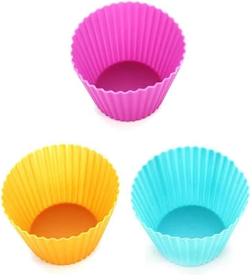 sky touch silicone cupcake liners 12pcs, baking cups non stick cake muffin chocolate cupcake liner baking cup mold, multicolor