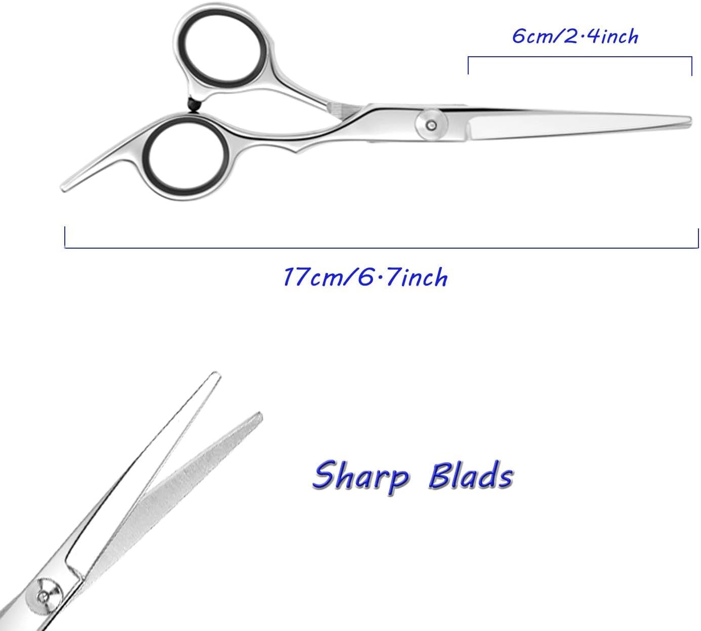 essoy professional hair cutting scissors/shears (6.7 inches), stainless steel haircut scissor with fine adjustment screw for home salon,barber hairdressing scissor for women men kids
