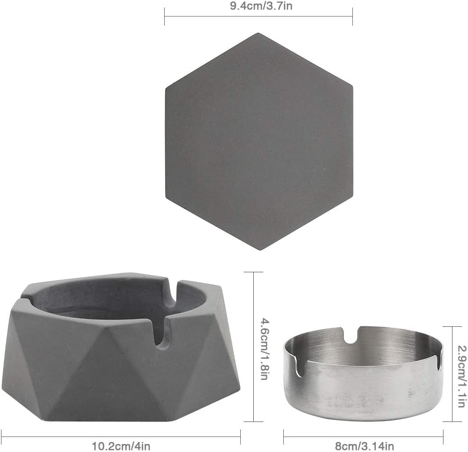 mostfun concrete ashtray with lid geometric cigarette ashtray outdoor ashtray with stainless steel inner tray nordic style