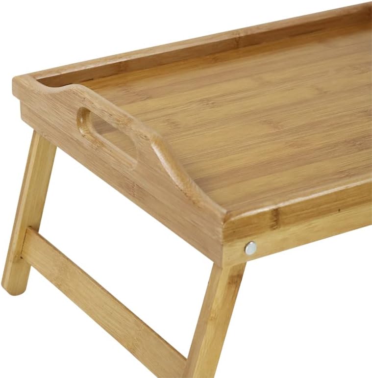 kktoner bamboo bed tray table with folding legs foldable serving portable laptop tray snack tray breakfast tray bed table drawing table