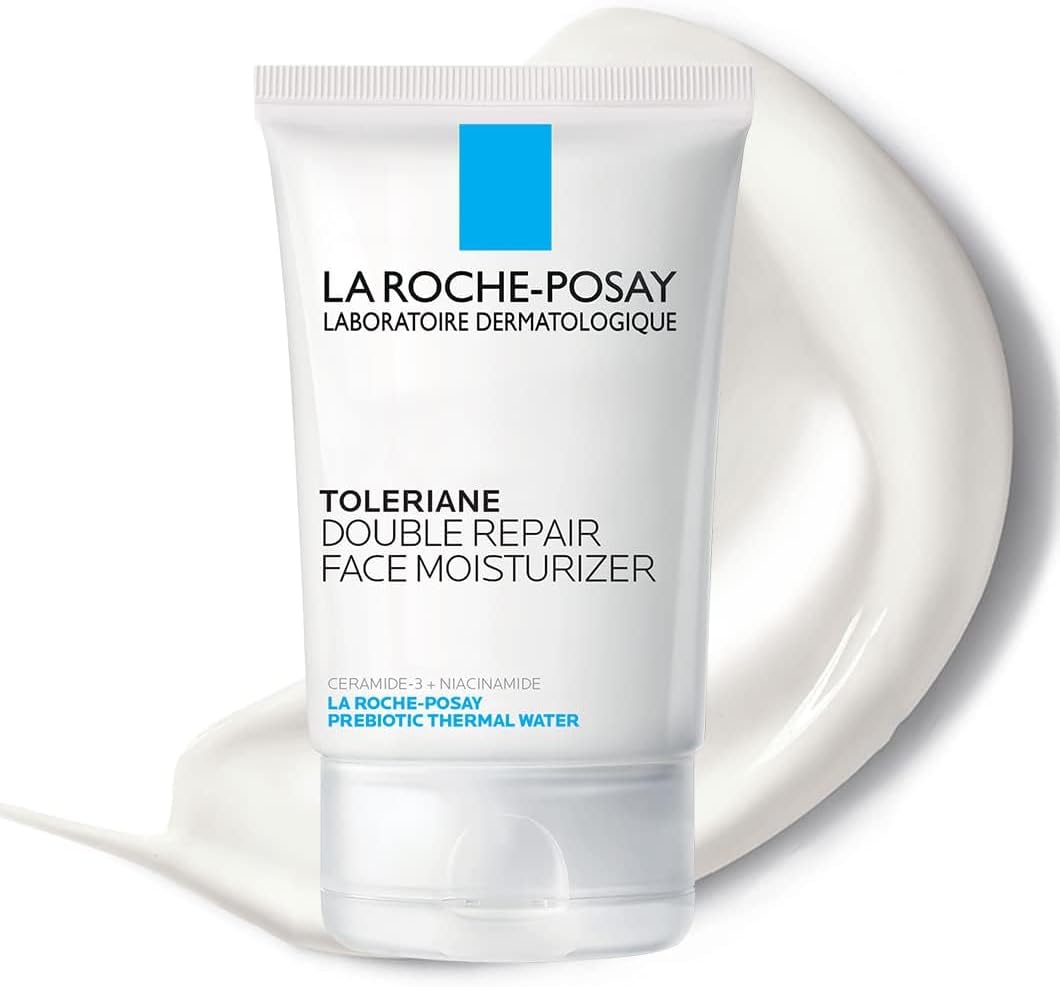 la roche posay toleriane double repair face moisturizer, daily moisturizer face cream with ceramide and niacinamide for all skin types, oil free, fragrance free