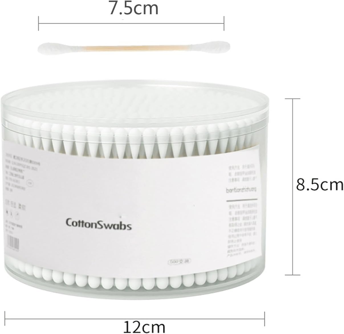 mocui bamboo cotton swabs double tipped round thick tips | 100% cotton biodegradable & organic unbleached natural | q tips safety swabs | wooden cotton buds for ears makeup or nails 500 count