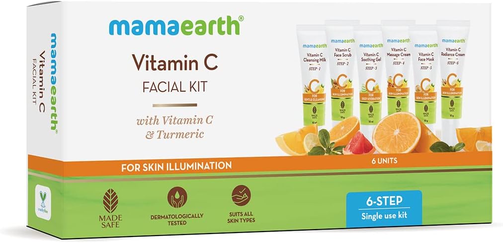 mamaearth vitamin c facial kit with vitamin c & turmeric for skin illumination 60 g